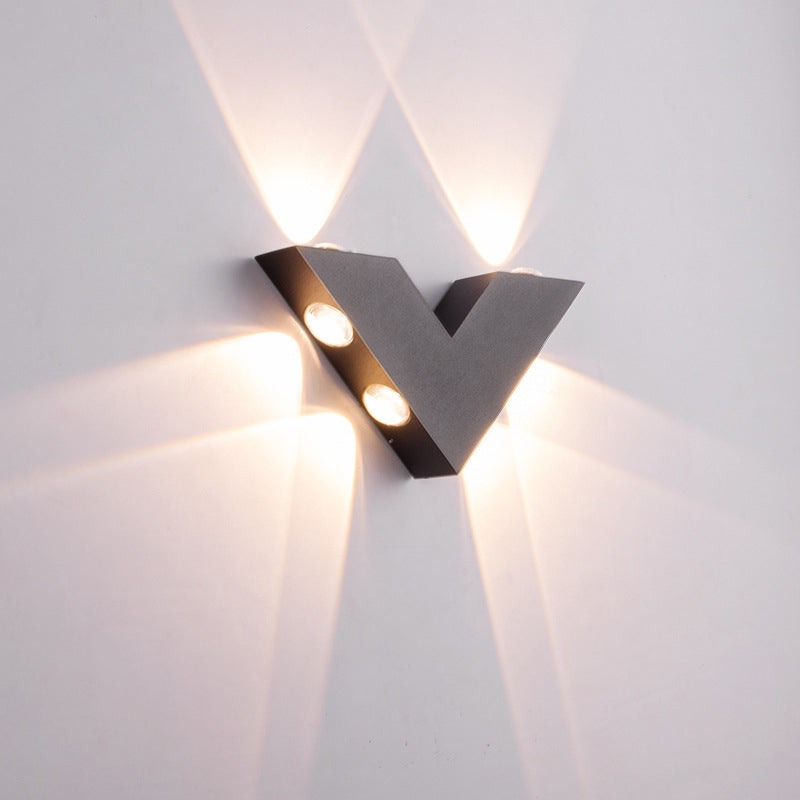 V-Shaped Metal Wall Lighting Modern Style 6 Lights  Wall Mounted Lighting in Black