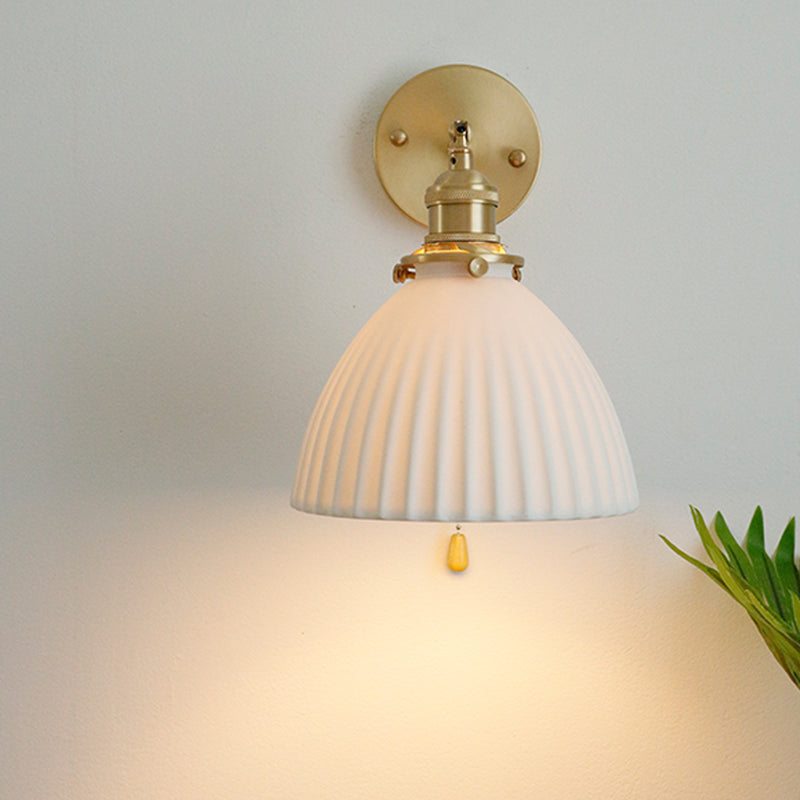 Metal Flared Wall Sconce Lights Modern Style 1 Light Wall Mounted Lamps in White