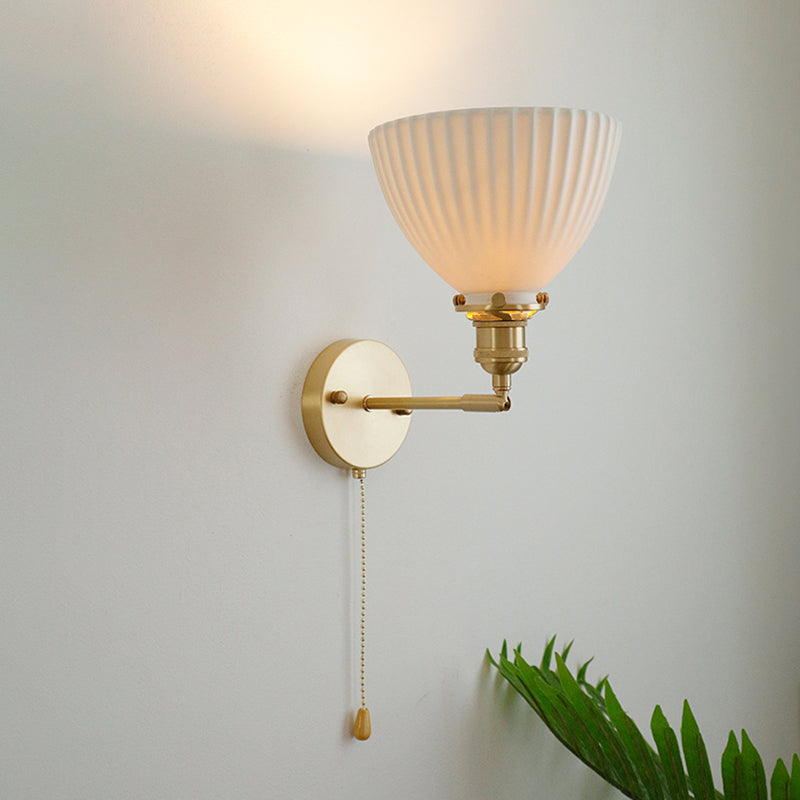 Metal Flared Wall Sconce Lights Modern Style 1 Light Wall Mounted Lamps in White