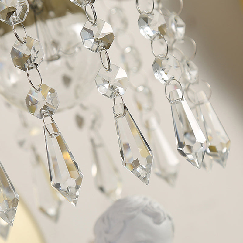 Nordic Style Crystal Wall Sconce Arc Shape Gold Wall Light for Living Room