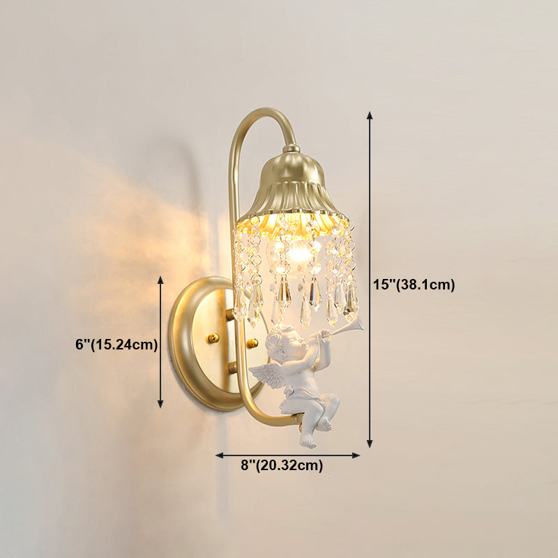 Nordic Style Crystal Wall Sconce Arc Shape Gold Wall Light for Living Room