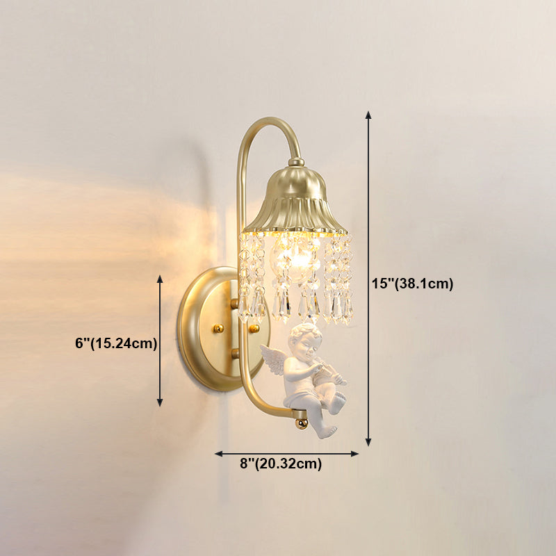 Nordic Style Crystal Wall Sconce Arc Shape Gold Wall Light for Living Room