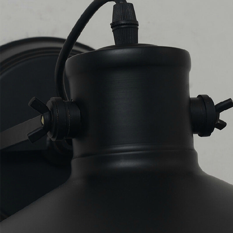 1 Light Flared Wall Mounted Light Fixture Industrial Style Metal Wall Sconce Lights in Black