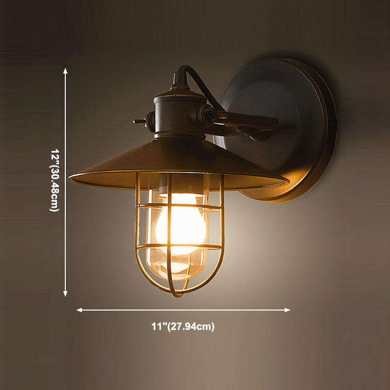 1 Light Flared Wall Mounted Light Fixture Industrial Style Metal Wall Sconce Lights in Black