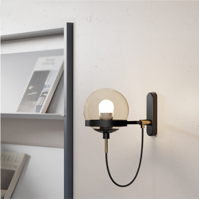 1 Light Ball Wall Mounted Light Fixture Industrial Style Glass Wall Lighting Ideas Lights