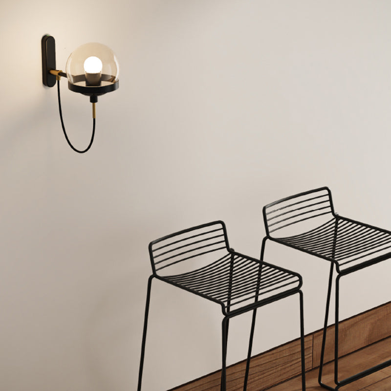 1 Light Ball Wall Mounted Light Fixture Industrial Style Glass Wall Lighting Ideas Lights