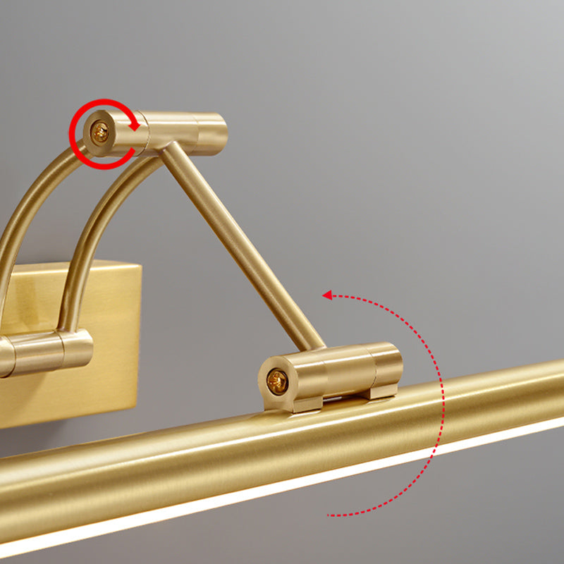 Modern Style Brass Extendable Vanity Light Straight LED Mirror Light in Gold for Bathroom