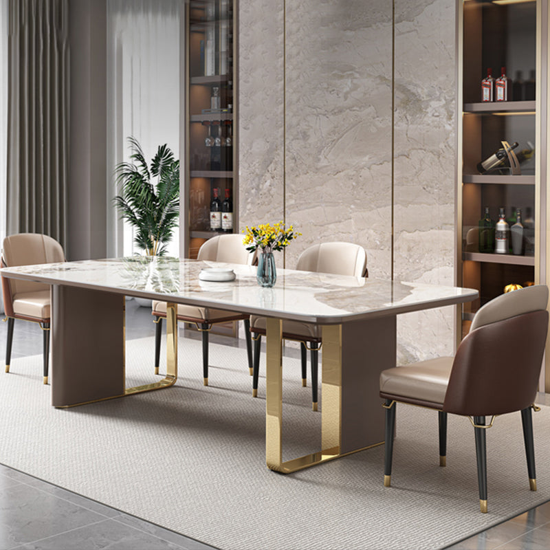 Glam Rectangle 1/4/5/6/7/9 Pieces Dining Table Set Indoor Gold Dinette Set