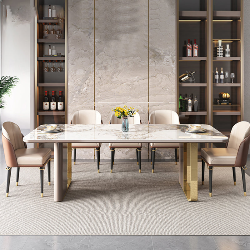 Glam Rectangle 1/4/5/6/7/9 Pieces Dining Table Set Indoor Gold Dinette Set
