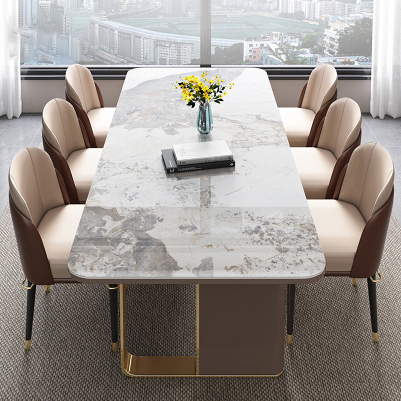 Glam Rectangle 1/4/5/6/7/9 Pieces Dining Table Set Indoor Gold Dinette Set