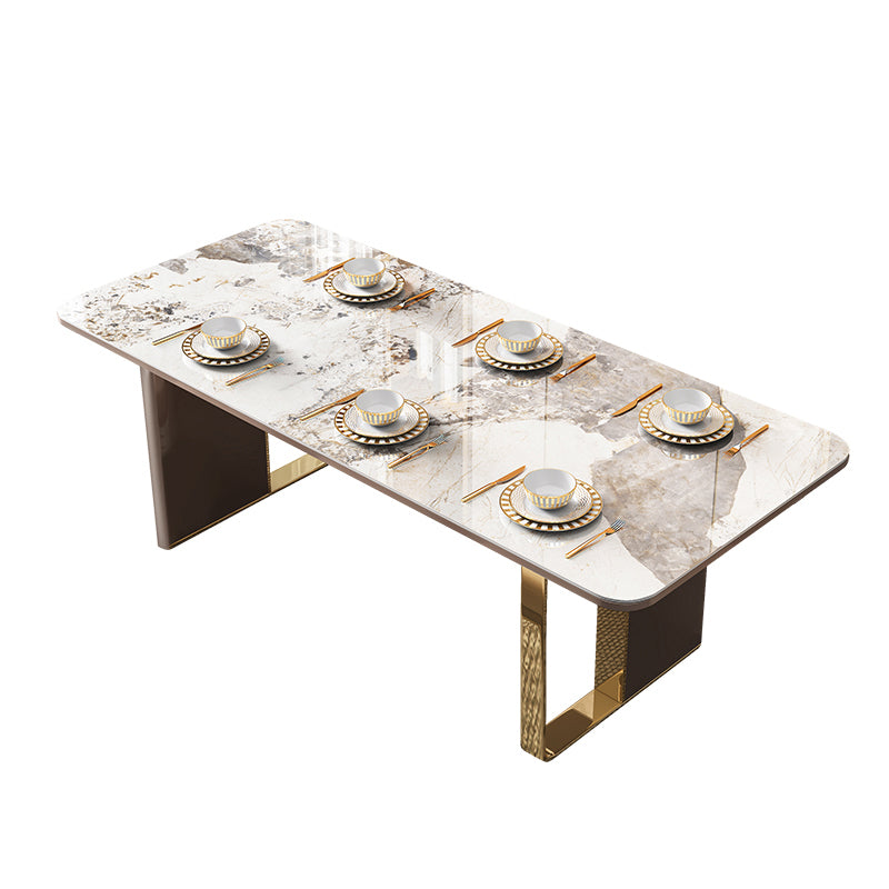 Glam Rectangle 1/4/5/6/7/9 Pieces Dining Table Set Indoor Gold Dinette Set