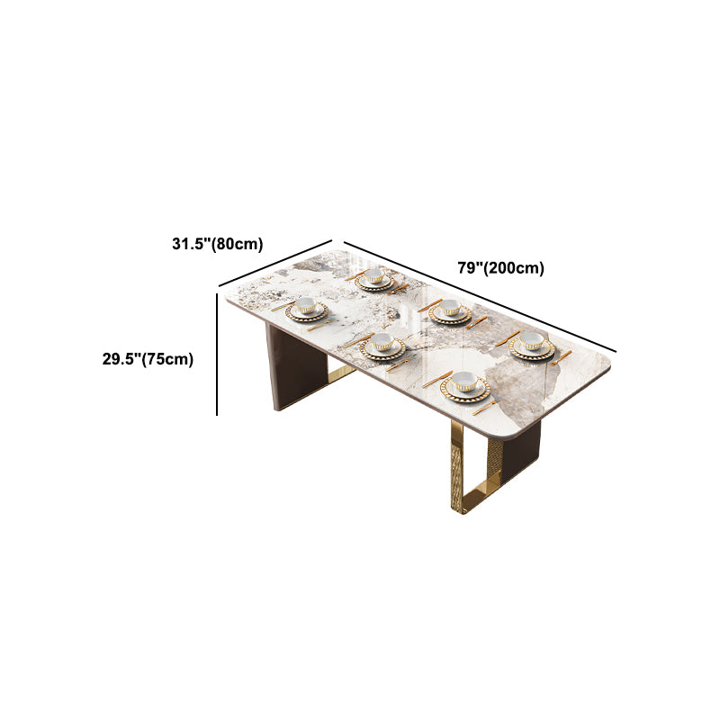 Glam Rectangle 1/4/5/6/7/9 Pieces Dining Table Set Indoor Gold Dinette Set