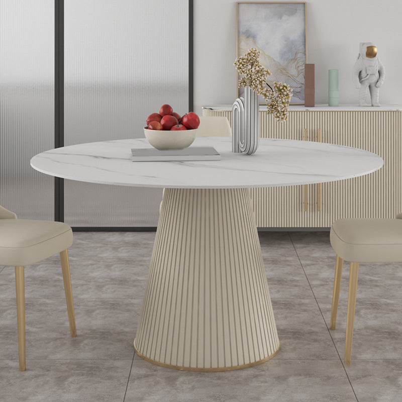 Modern Round Sintered Stone Table Set 1/2/5 Pieces Dining Set