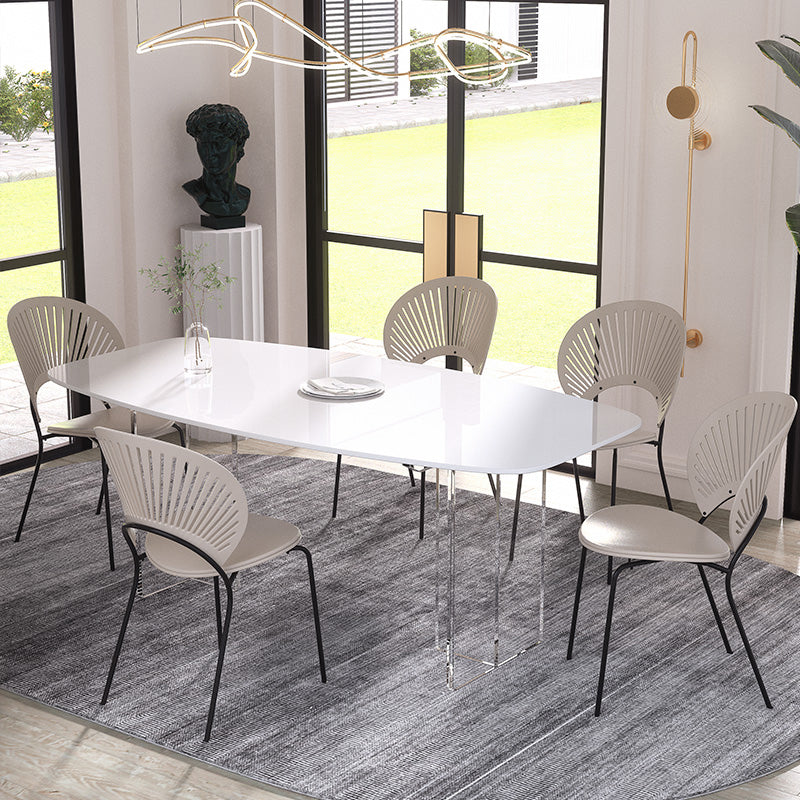Contemporary Dining Set 1/2/4/5/6/7 Pcs Rectangle Dining Table with Windsor Chairs
