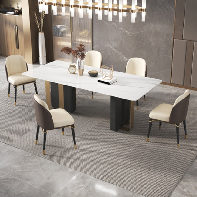 Glam Style Sintered Stone Dining Set Rectangle 1/4/5/6 Pieces Dining Set