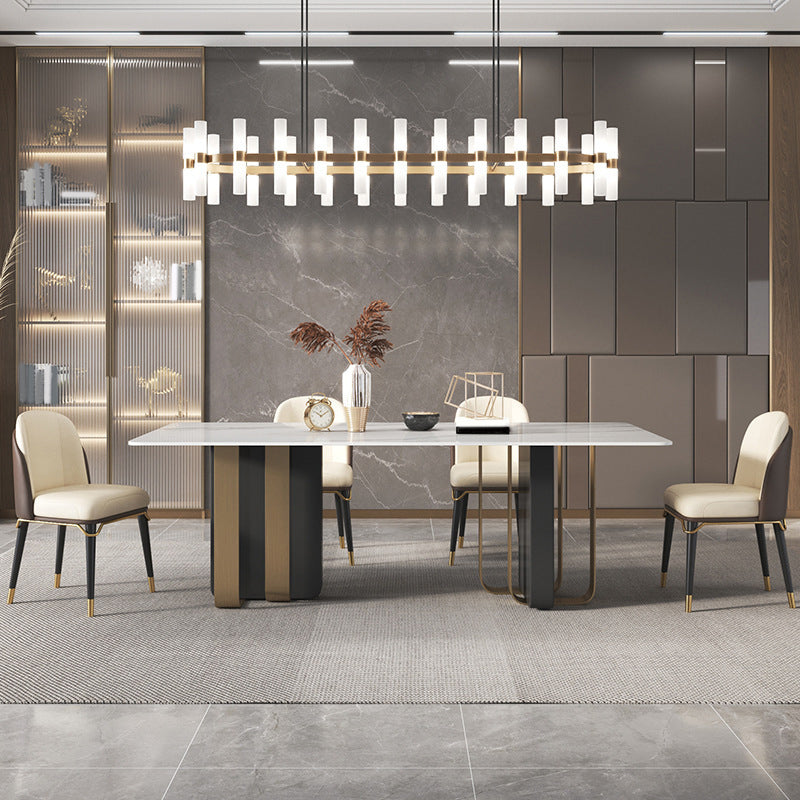 Glam Style Sintered Stone Dining Set Rectangle 1/4/5/6 Pieces Dining Set