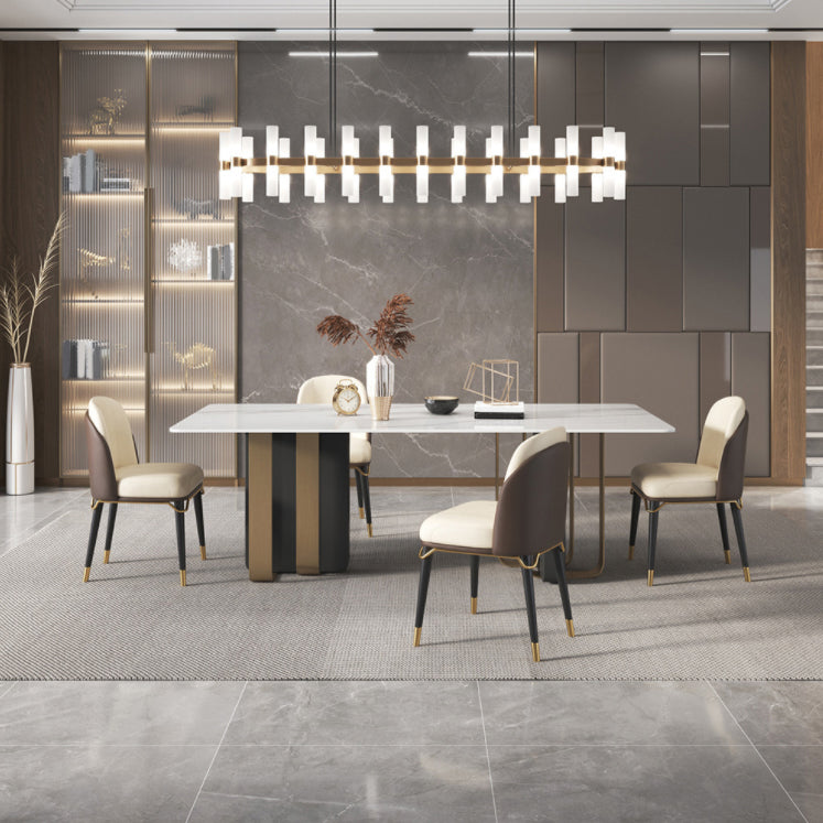 Glam Style Sintered Stone Dining Set Rectangle 1/4/5/6 Pieces Dining Set