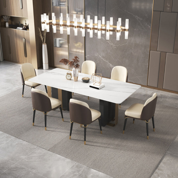 Glam Style Sintered Stone Dining Set Rectangle 1/4/5/6 Pieces Dining Set