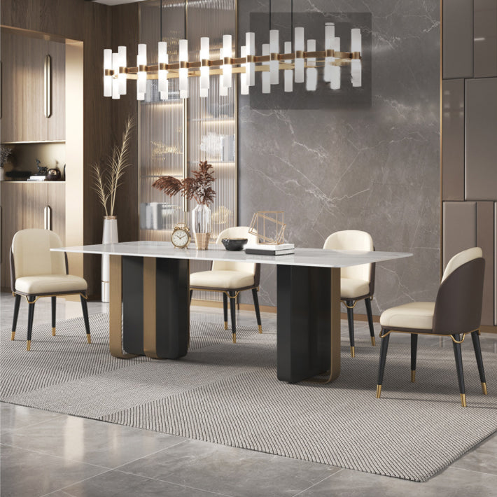 Glam Style Sintered Stone Dining Set Rectangle 1/4/5/6 Pieces Dining Set