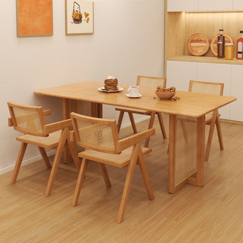 Modern Dining Set 1/2/4/5 Pcs Solid Wood Dining Table and Armless Chairs