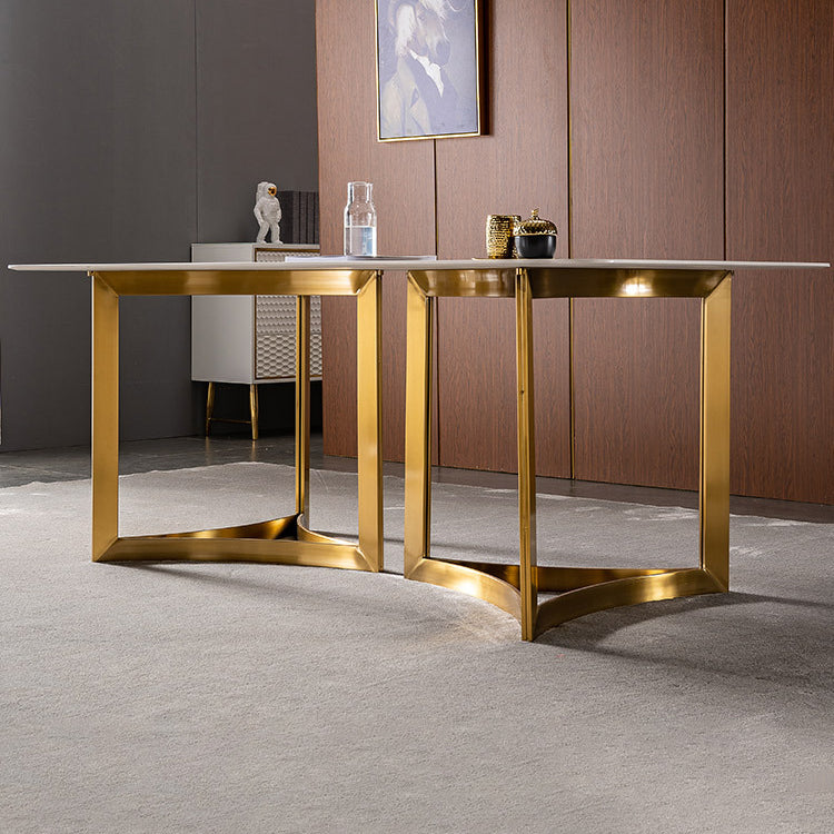 Glam White Sintered Stone Dining Table Set 1/4/5/7 Pieces Dining Set for Home Use