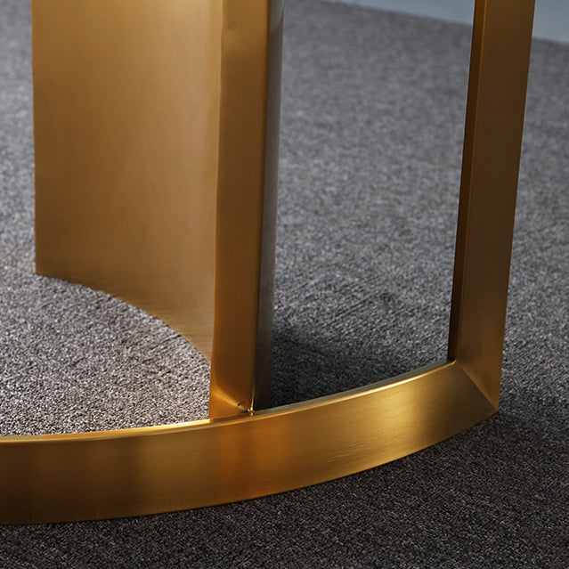 Glam White and Gold Dinette Set 1/4/5/7 Pieces Double Pedestal Dining Table Set