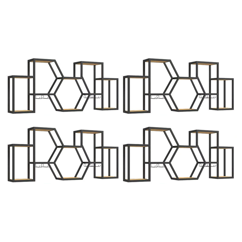 Industrial Wall Mounted Wine Bottle & Glass Rack Metal Wine Rack