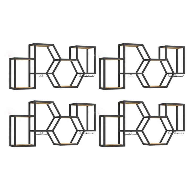 Industrial Wall Mounted Wine Bottle & Glass Rack Metal Wine Rack