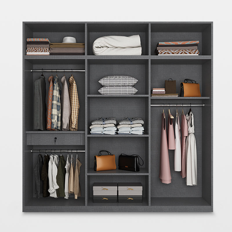 Modern Style Wooden Wardrobe Soft Close Door Wardrobe Closet with Drawer