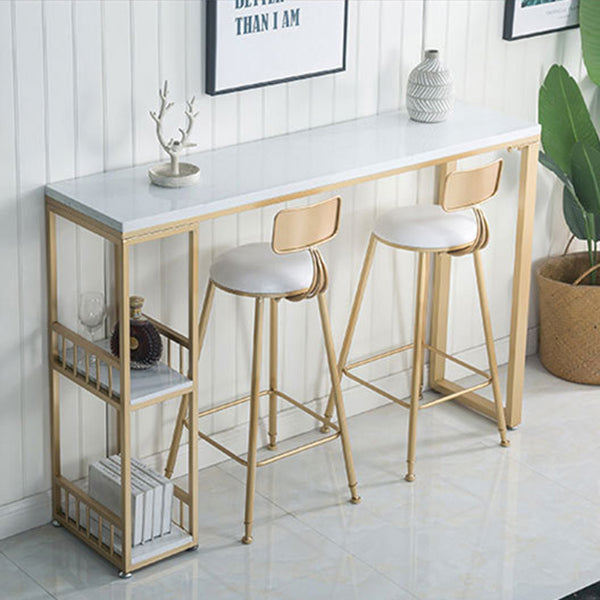 Glam1/2/3 Pieces Bar Table Set Rectangle Marble Counter Table with High Stools