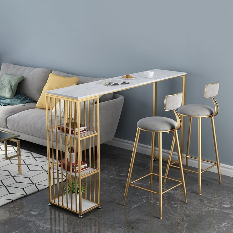 Glam 1/2/3 Pieces Bar Table Set Rectangle Stone Counter Table with Stools for Living Room