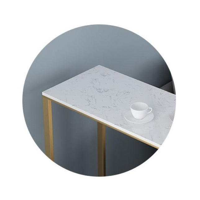 Glam 1/2/3 Pieces Bar Table Set Rectangle Stone Counter Table with Stools for Living Room