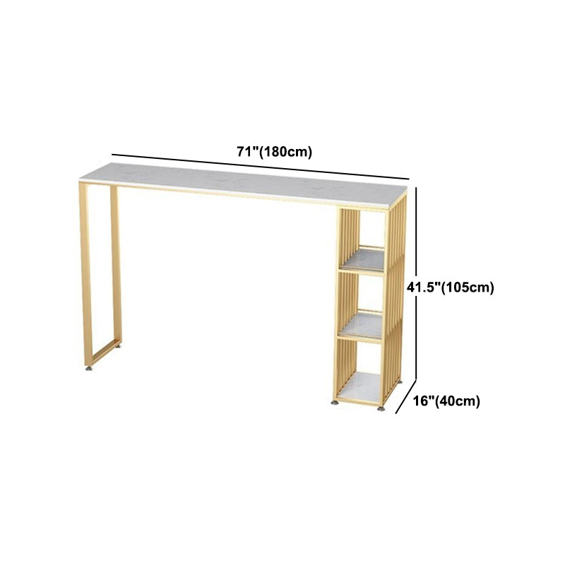 Glam 1/2/3 Pieces Bar Table Set Rectangle Stone Counter Table with Stools for Living Room