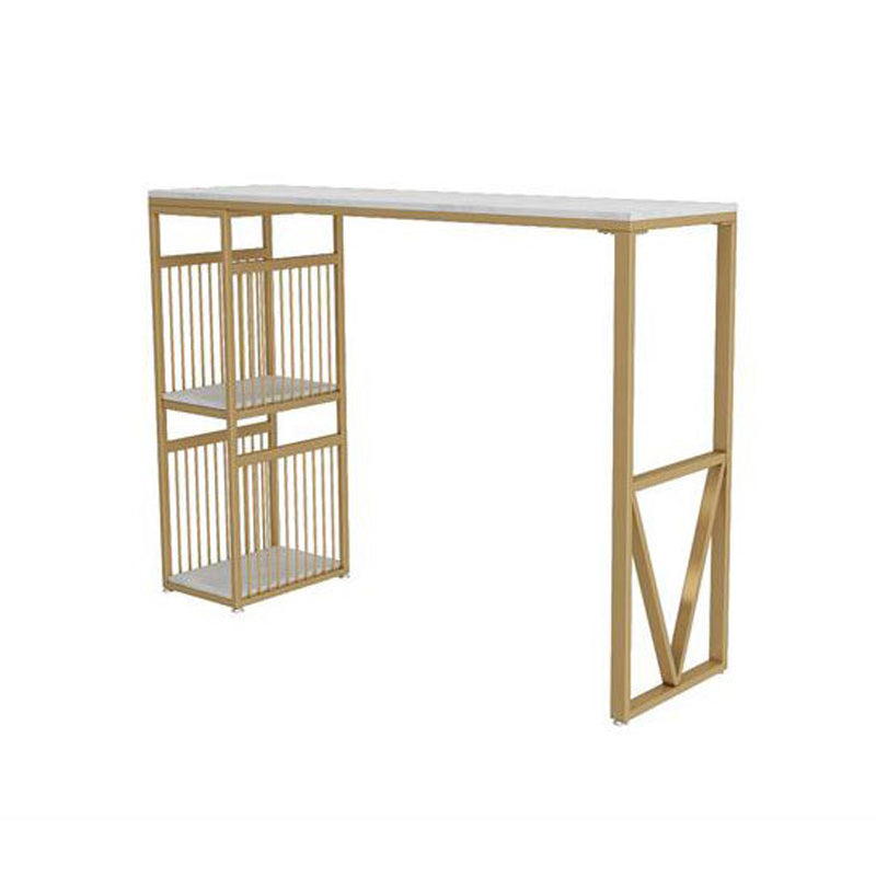 Glam1/3 Pieces Bar Table Set Rectangle Marble Counter Table with High Stools