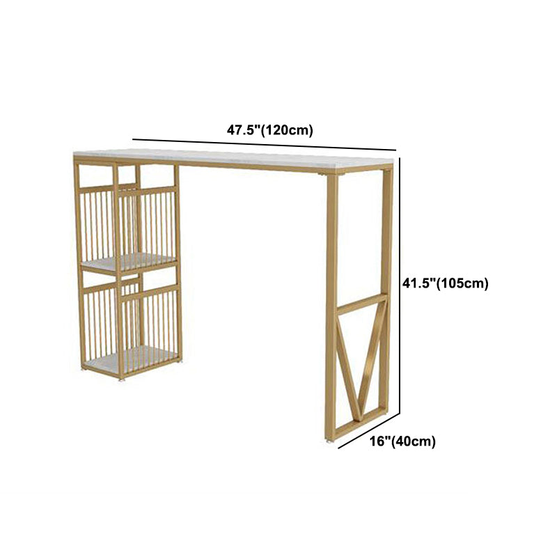 Glam1/3 Pieces Bar Table Set Rectangle Marble Counter Table with High Stools