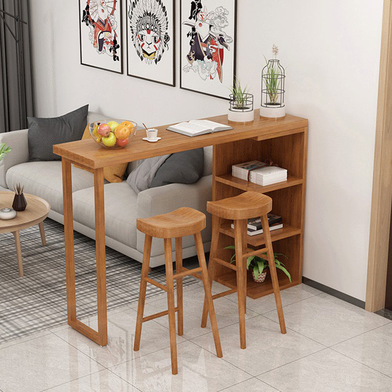 Industrial 1/2/3 Pieces Solid Wood Bar Table Set Fixed Counter Set for Home Use