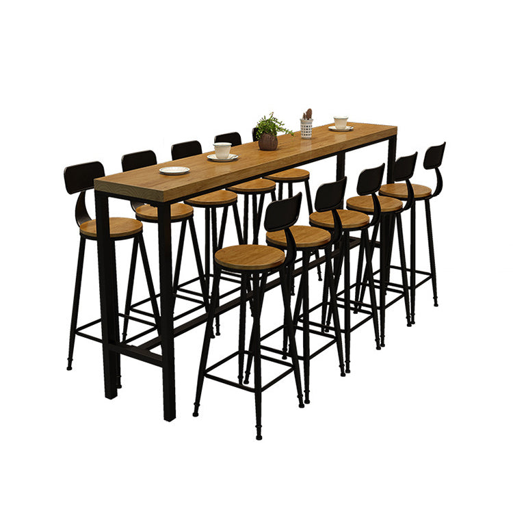 Industrial 1/2/6/11 Pieces Solid Wood Bar Table Set Fixed Counter Set for Home Use