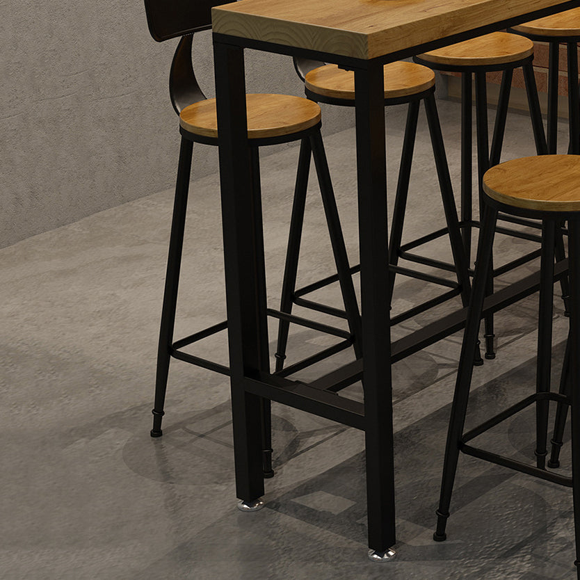 Industrial 1/2/6/11 Pieces Solid Wood Bar Table Set Fixed Counter Set for Home Use