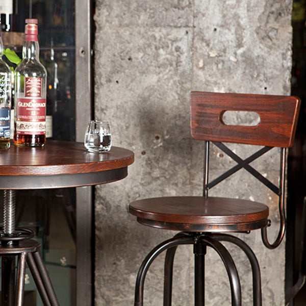 Industrial 1/2/3 Pieces Solid Wood Bar Table Set Adjustable Counter Set for Home Use