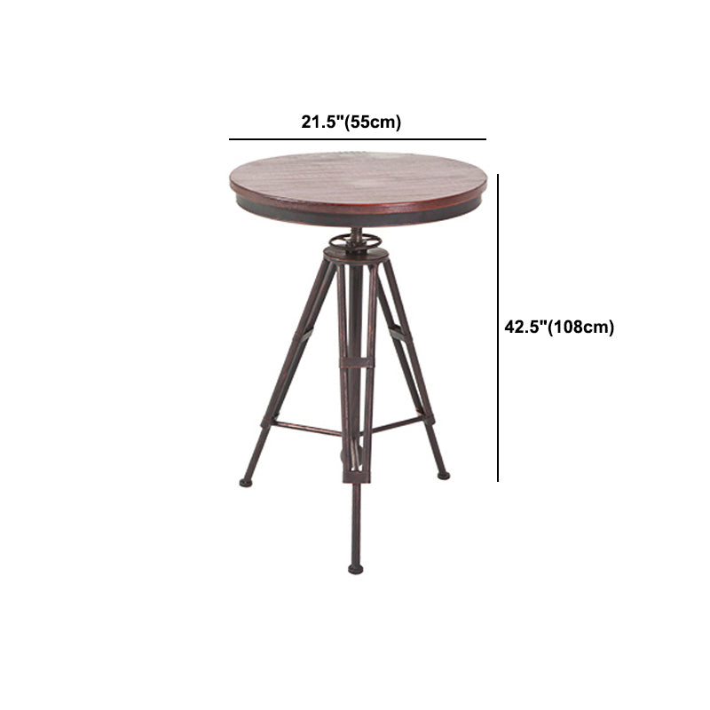 Industrial 1/2/3 Pieces Solid Wood Bar Table Set Adjustable Counter Set for Home Use