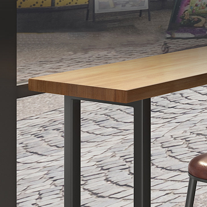 Industrial Bar Table Set 1/7 Pieces Rectangle Pine Wood Counter Table with High Stools