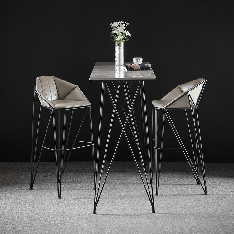 Modern Bar Table Set 1/2/3 Pieces Rectangle Stone Counter Table with High Stools