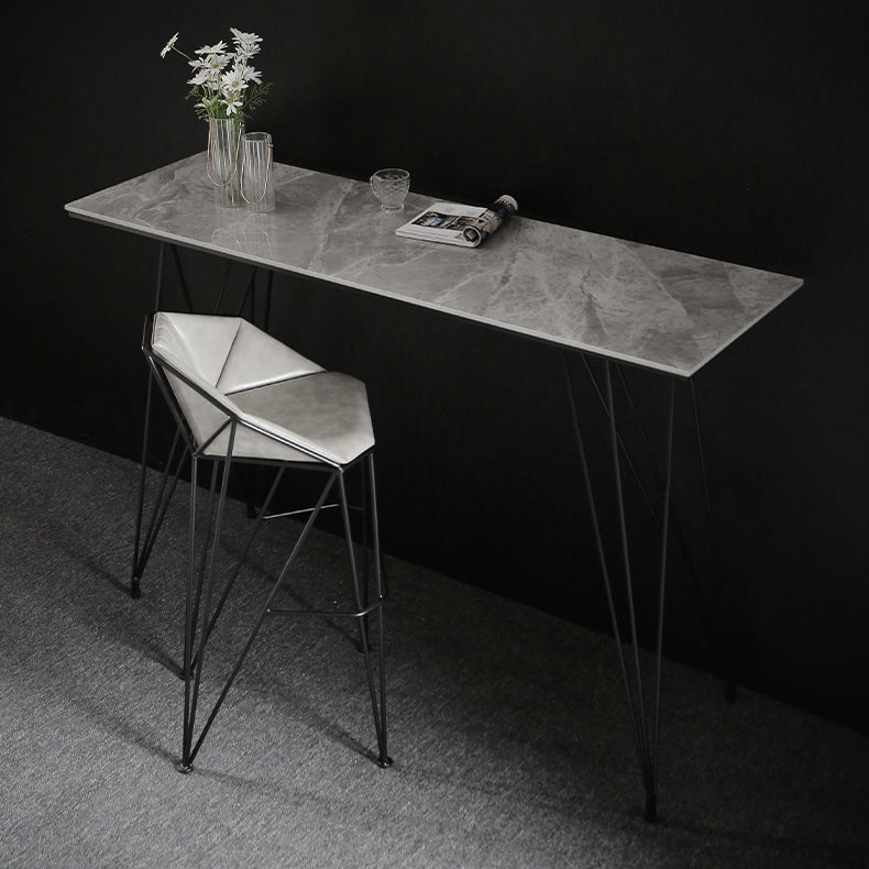 Modern Bar Table Set 1/2/3 Pieces Rectangle Stone Counter Table with High Stools