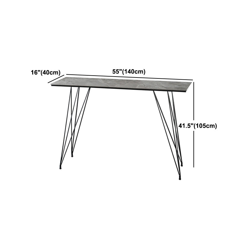Modern Bar Table Set 1/2/3 Pieces Rectangle Stone Counter Table with High Stools