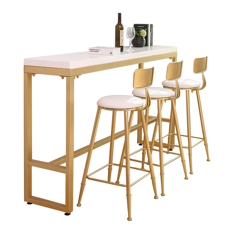 Glam Bar Table Set 1/4 Pieces Rectangle Wood Counter Table with High Stools