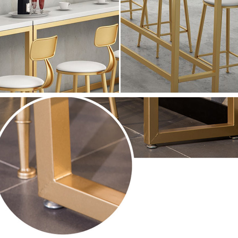 Glam Bar Table Set 1/4 Pieces Rectangle Wood Counter Table with High Stools