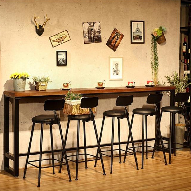 Industrial 1/6/11 Pieces Bar Table Set Rectangle Pine Wood Counter Table with High Stools