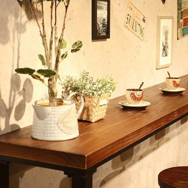 Industrial 1/6/11 Pieces Bar Table Set Rectangle Pine Wood Counter Table with High Stools