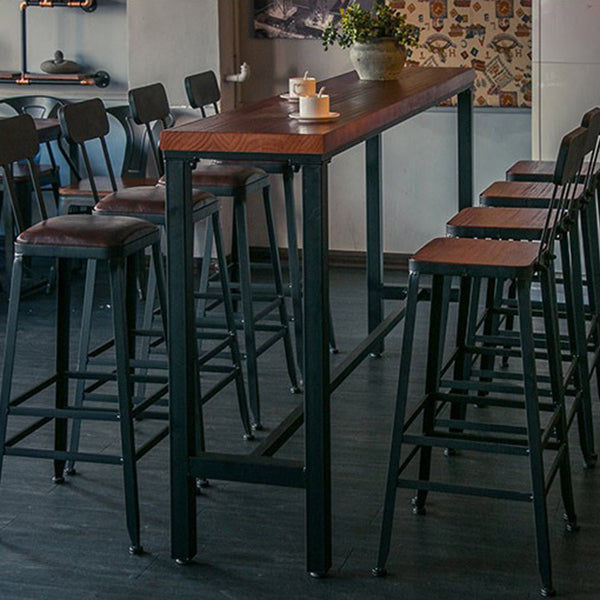 Industrial 1/9 Pieces Bar Table Set Rectangle Pine Wood Counter Table with Stools