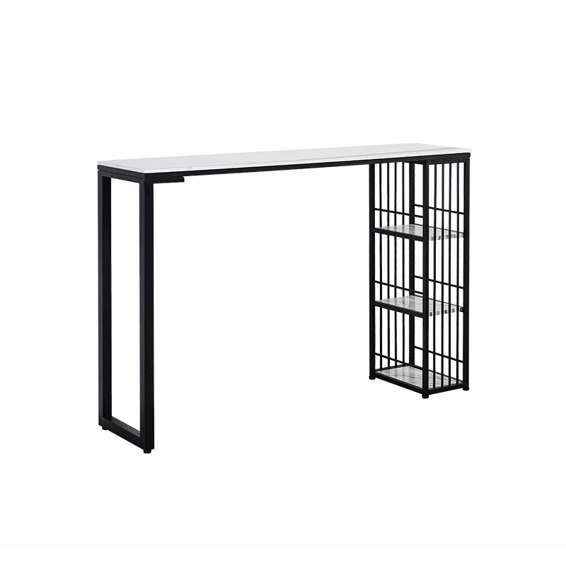 Modern 1/3 Pieces Bar Table Set Rectangle Stone Counter Table with High Stools for Cafe